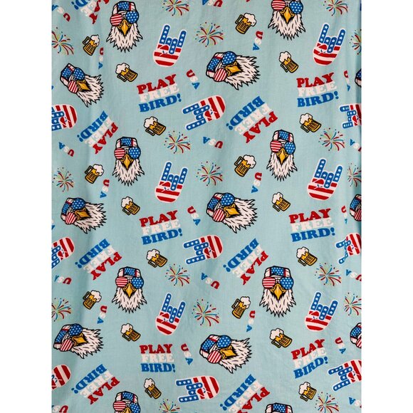 Staghorn Mens Patriotic Play Free Bird Button Up Shirt Size L July 4th America - Picture 3 of 13